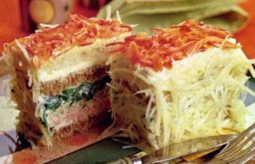 Бутербродные (слоеные) тортики с окороком